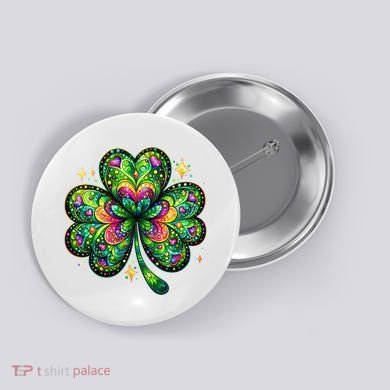 St Patricks Day Shamrock Irish Clover Button