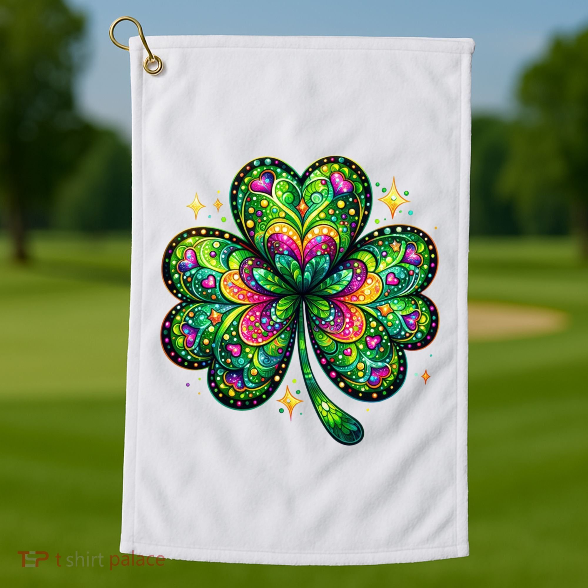 St Patricks Day Shamrock Irish Clover Golf Towel