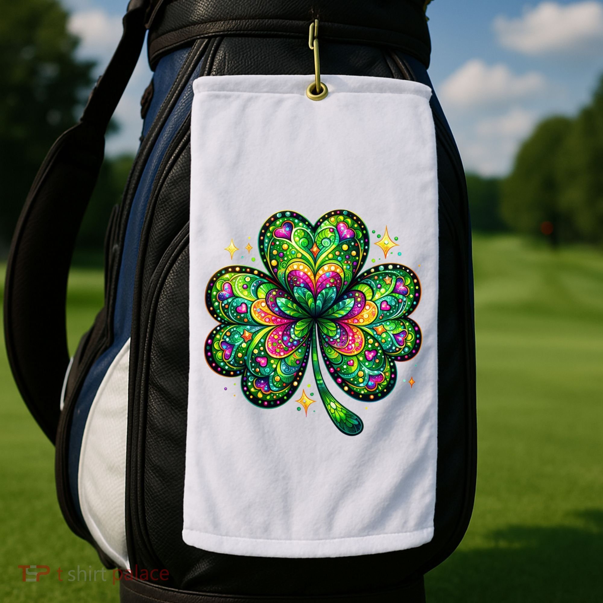 St Patricks Day Shamrock Irish Clover Golf Towel