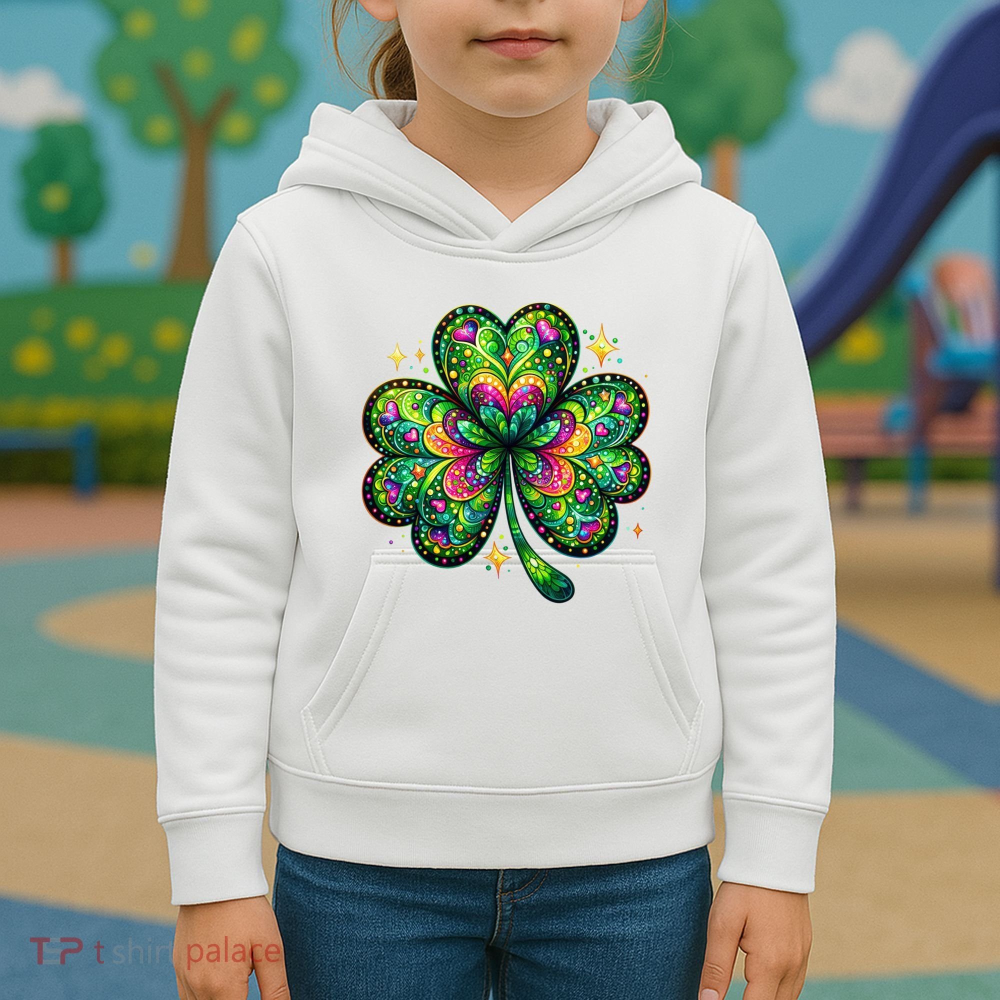 St Patricks Day Shamrock Irish Clover Kids Hoodie