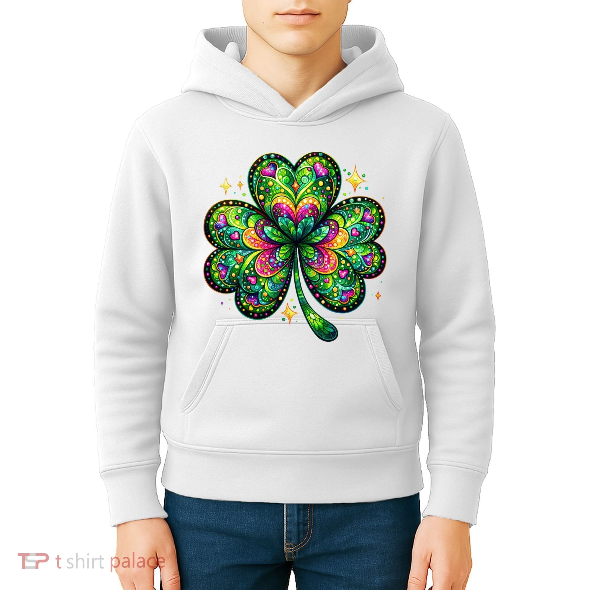 St Patricks Day Shamrock Irish Clover Kids Hoodie