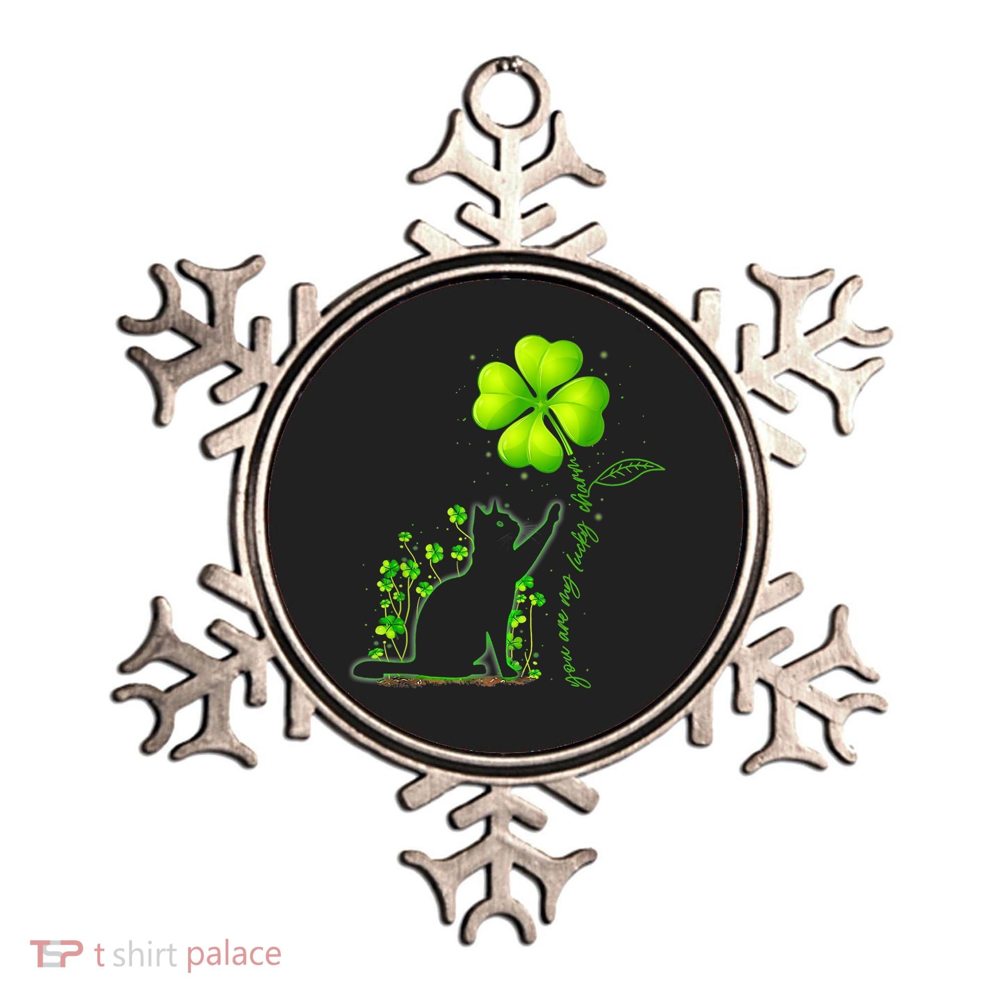 St Patricks Day Black Cat My Lucky Charm Shamrock Wo Girl Ornament