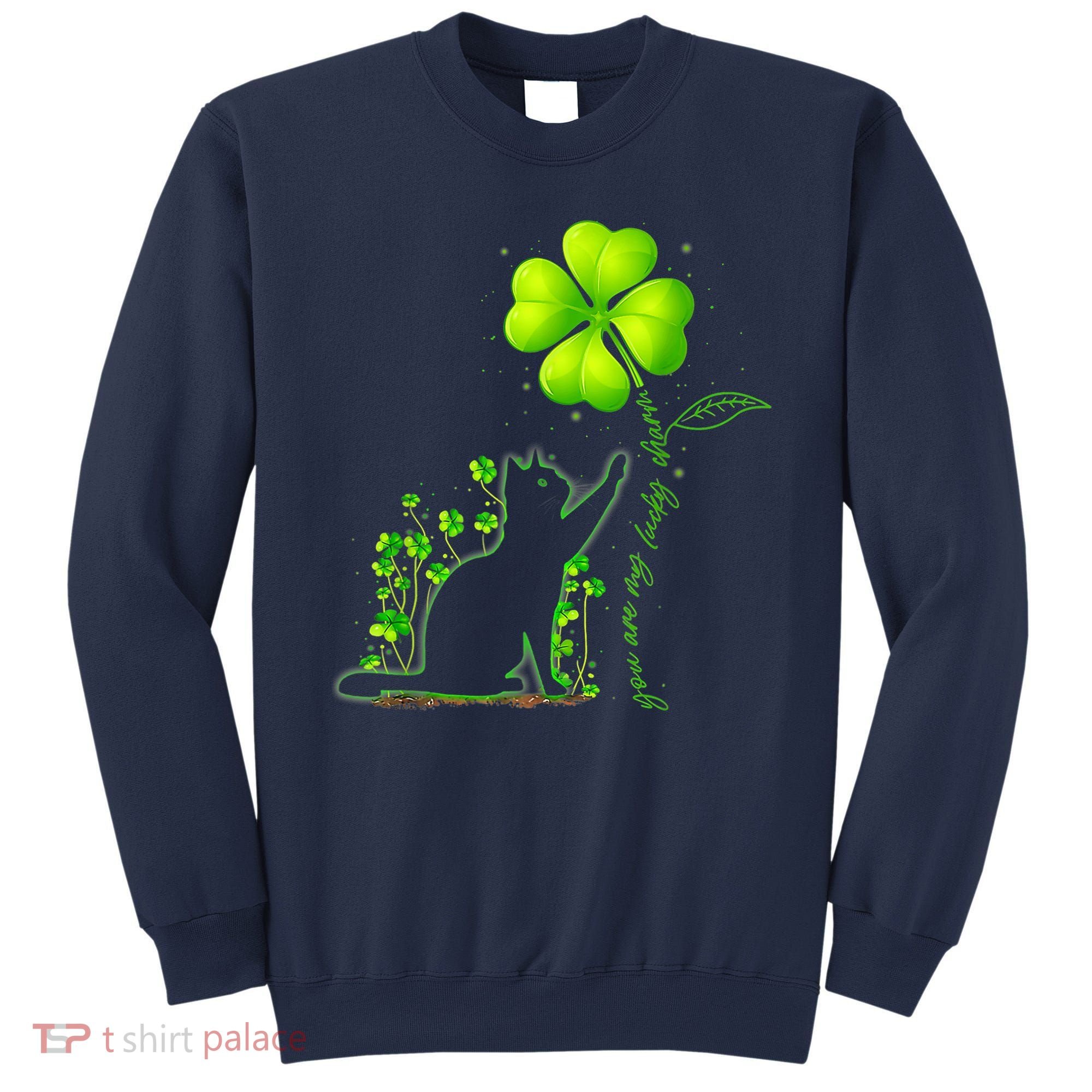 St Patricks Day Black Cat My Lucky Charm Shamrock Wo Girl Sweatshirt