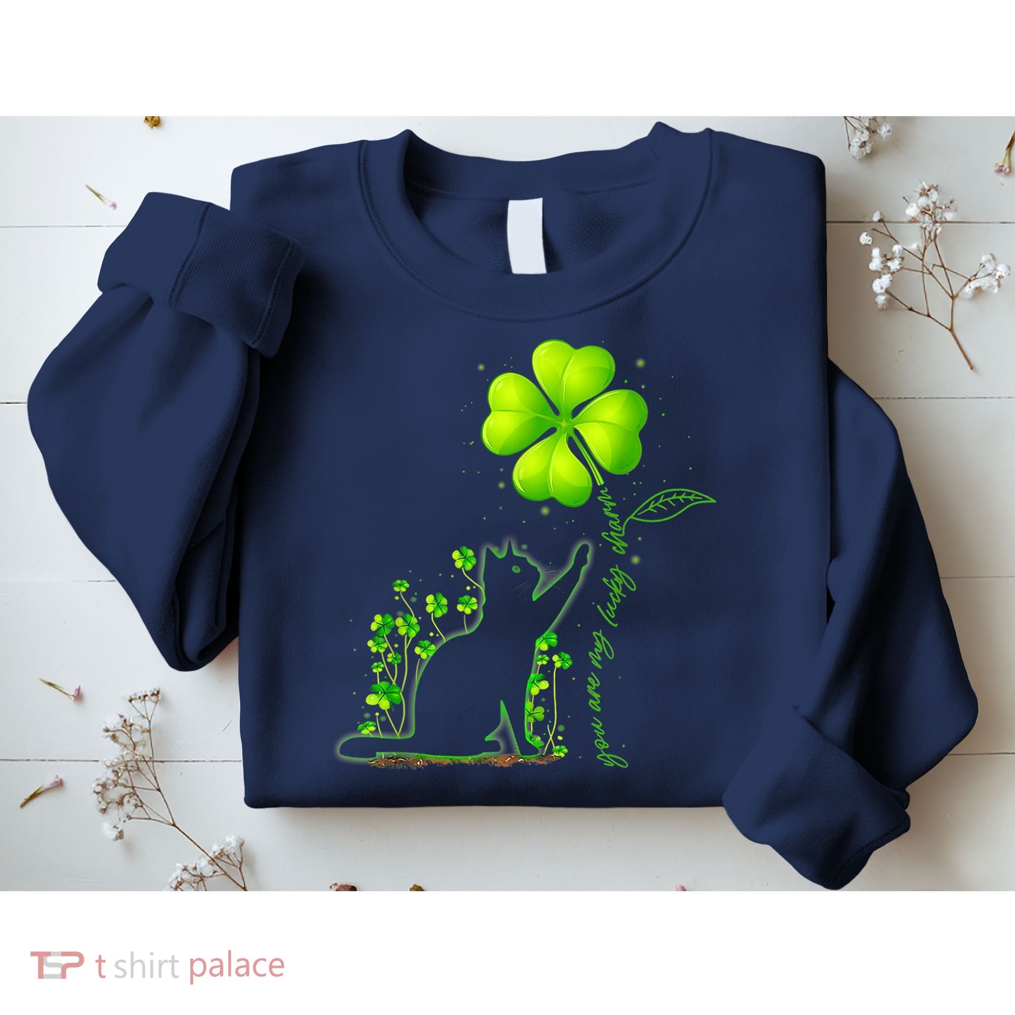 St Patricks Day Black Cat My Lucky Charm Shamrock Wo Girl Sweatshirt