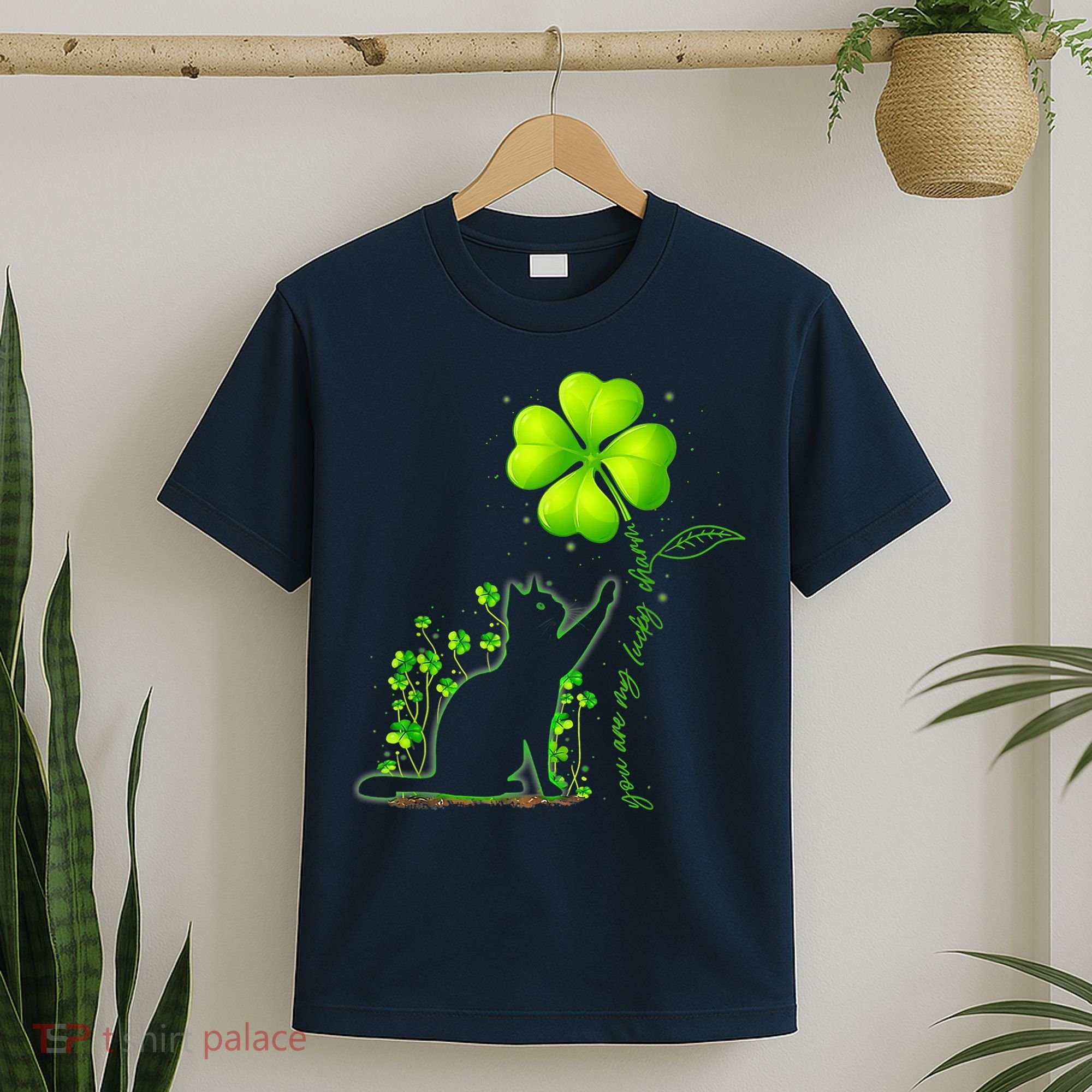 St Patricks Day Black Cat My Lucky Charm Shamrock Wo Girl T-Shirt