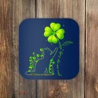 St Patricks Day Black Cat My Lucky Charm Shamrock Wo Girl Coaster thumb 0