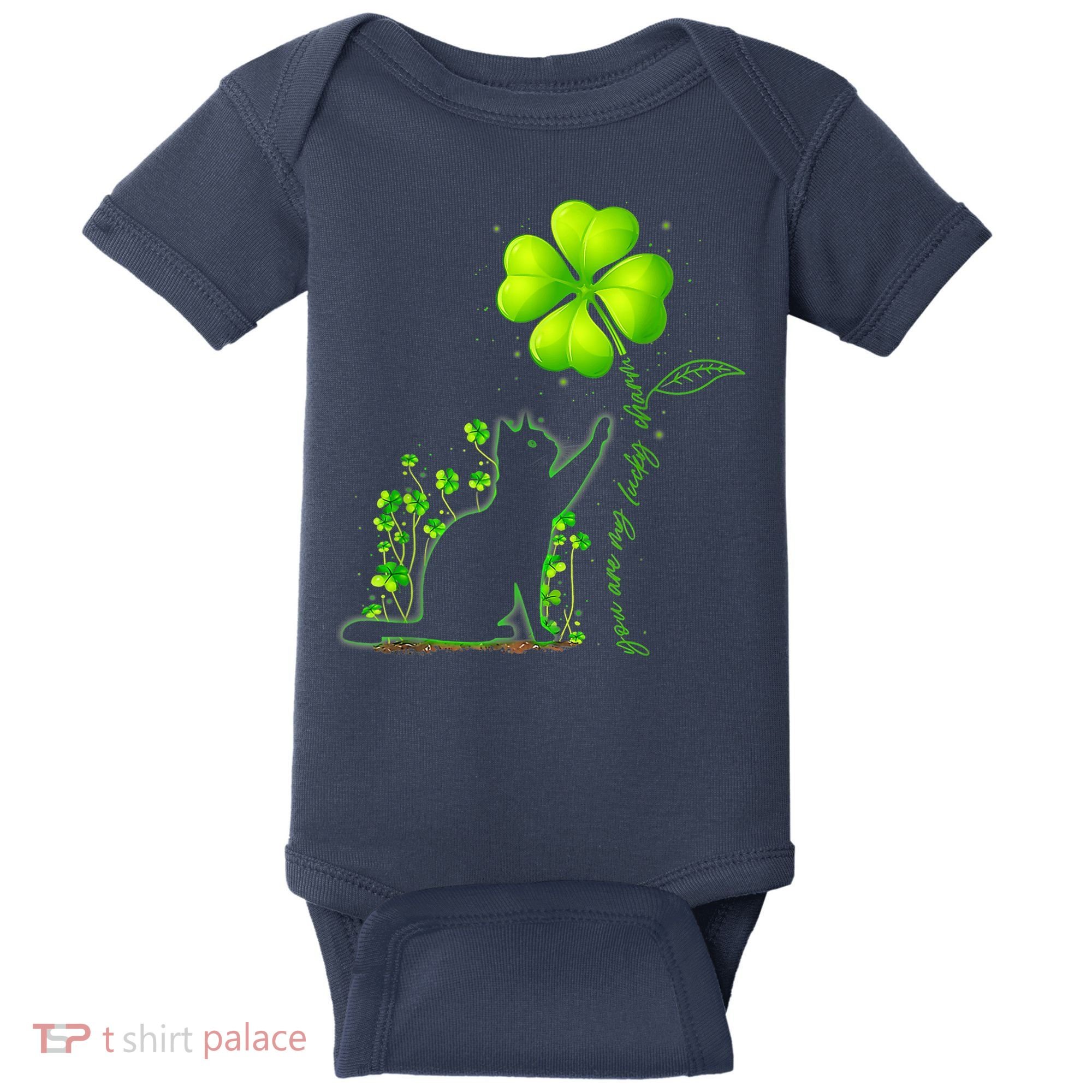 St Patricks Day Black Cat My Lucky Charm Shamrock Wo Girl Baby Bodysuit