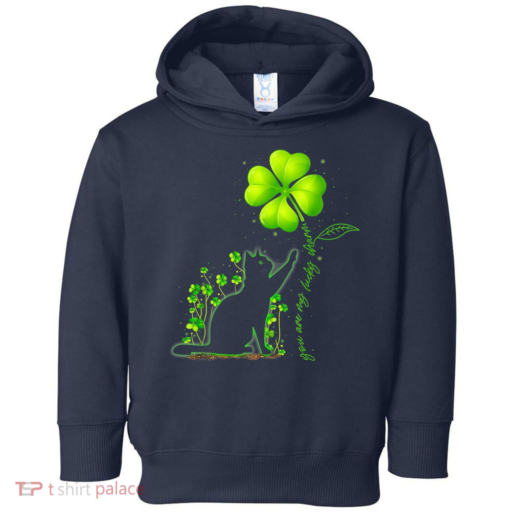 St Patricks Day Black Cat My Lucky Charm Shamrock Wo Girl Toddler Hoodie