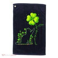 St Patricks Day Black Cat My Lucky Charm Shamrock Wo Girl Golf Towel thumb 0