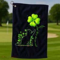 St Patricks Day Black Cat My Lucky Charm Shamrock Wo Girl Golf Towel thumb 1