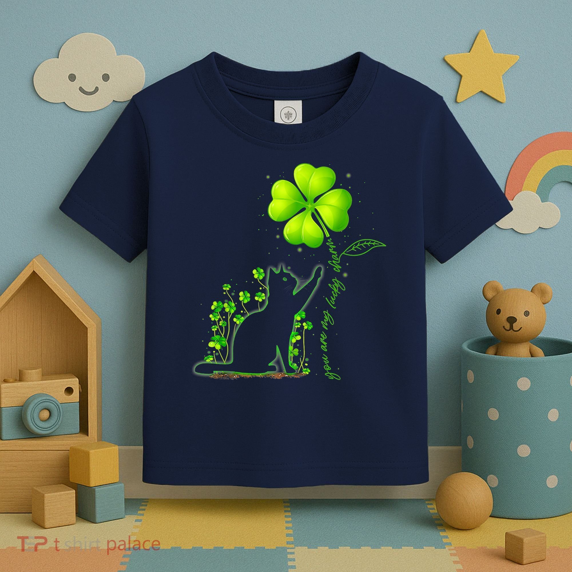 St Patricks Day Black Cat My Lucky Charm Shamrock Wo Girl Toddler T-Shirt