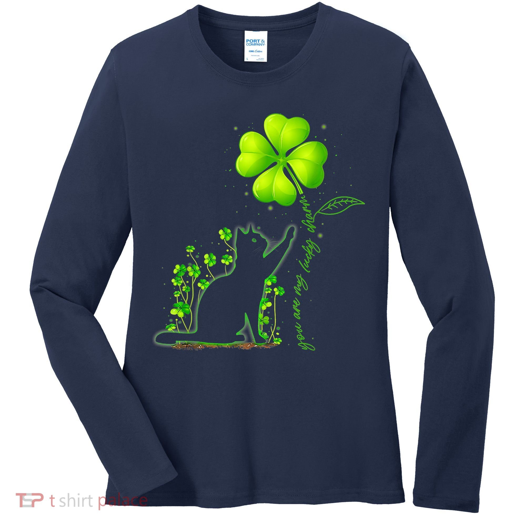 St Patricks Day Black Cat My Lucky Charm Shamrock Wo Girl Women's Long Sleeve Shirt
