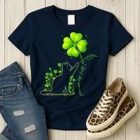 St Patricks Day Black Cat My Lucky Charm Shamrock Wo Girl Women's T-Shirt thumb 3