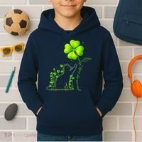 St Patricks Day Black Cat My Lucky Charm Shamrock Wo Girl Kids Hoodie thumb 2