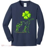 St Patricks Day Black Cat My Lucky Charm Shamrock Wo Girl Kids Long Sleeve Shirt thumb 0