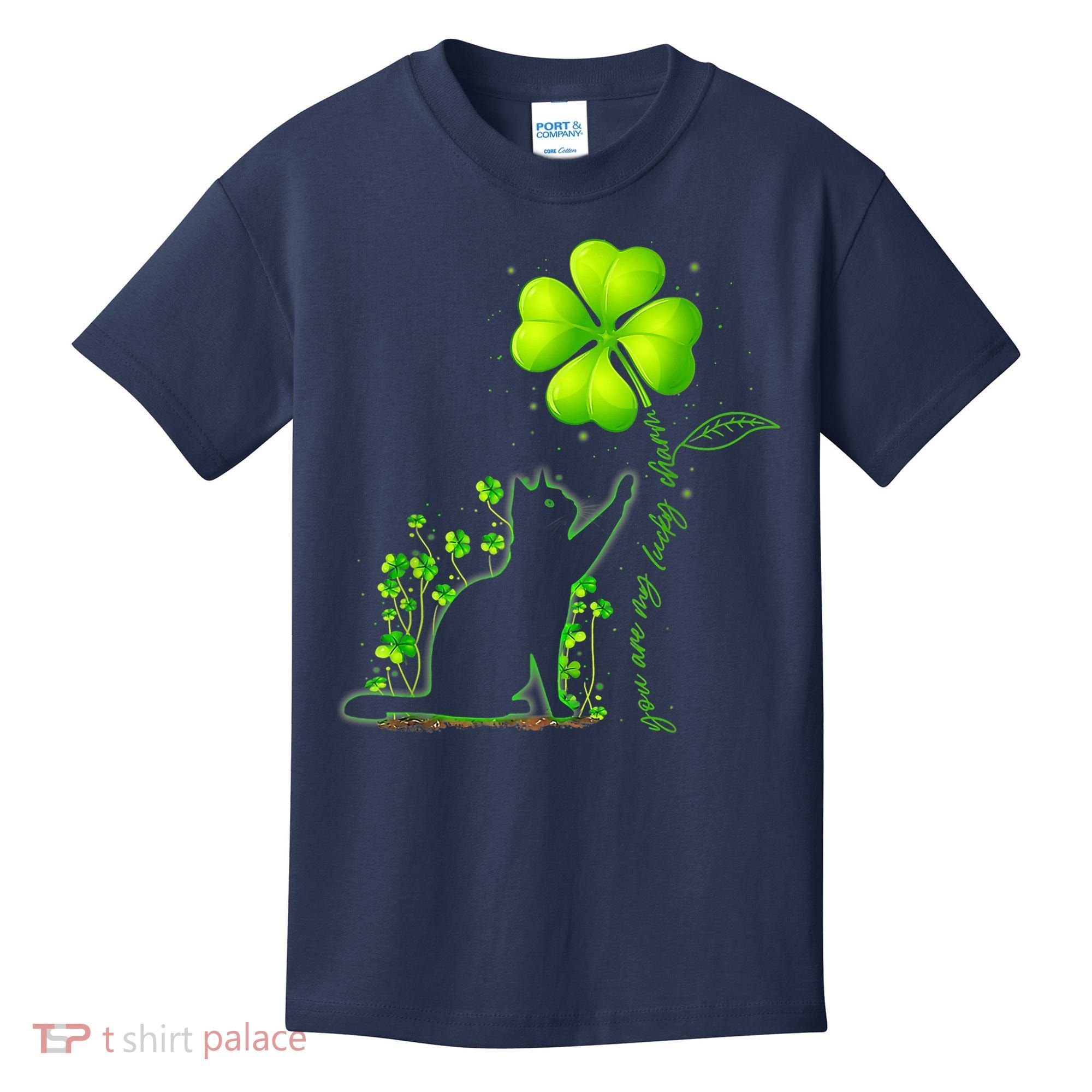 St Patricks Day Black Cat My Lucky Charm Shamrock Wo Girl Kids T-Shirt