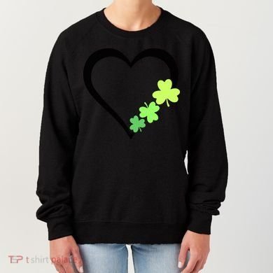 St Patricks Day, Funny St Patricks Day, St Patricks Day Heart Clover Women's Sweatshirt
