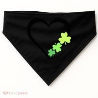 St Patricks Day, Funny St Patricks Day, St Patricks Day Heart Clover USA-Made Doggie Bandana thumb 0