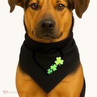 St Patricks Day, Funny St Patricks Day, St Patricks Day Heart Clover USA-Made Doggie Bandana thumb 1