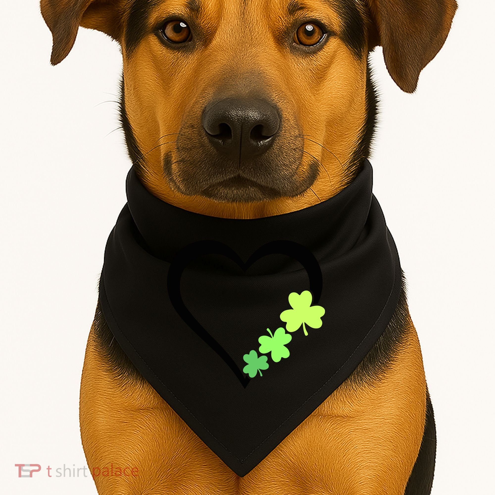 St Patricks Day, Funny St Patricks Day, St Patricks Day Heart Clover USA-Made Doggie Bandana