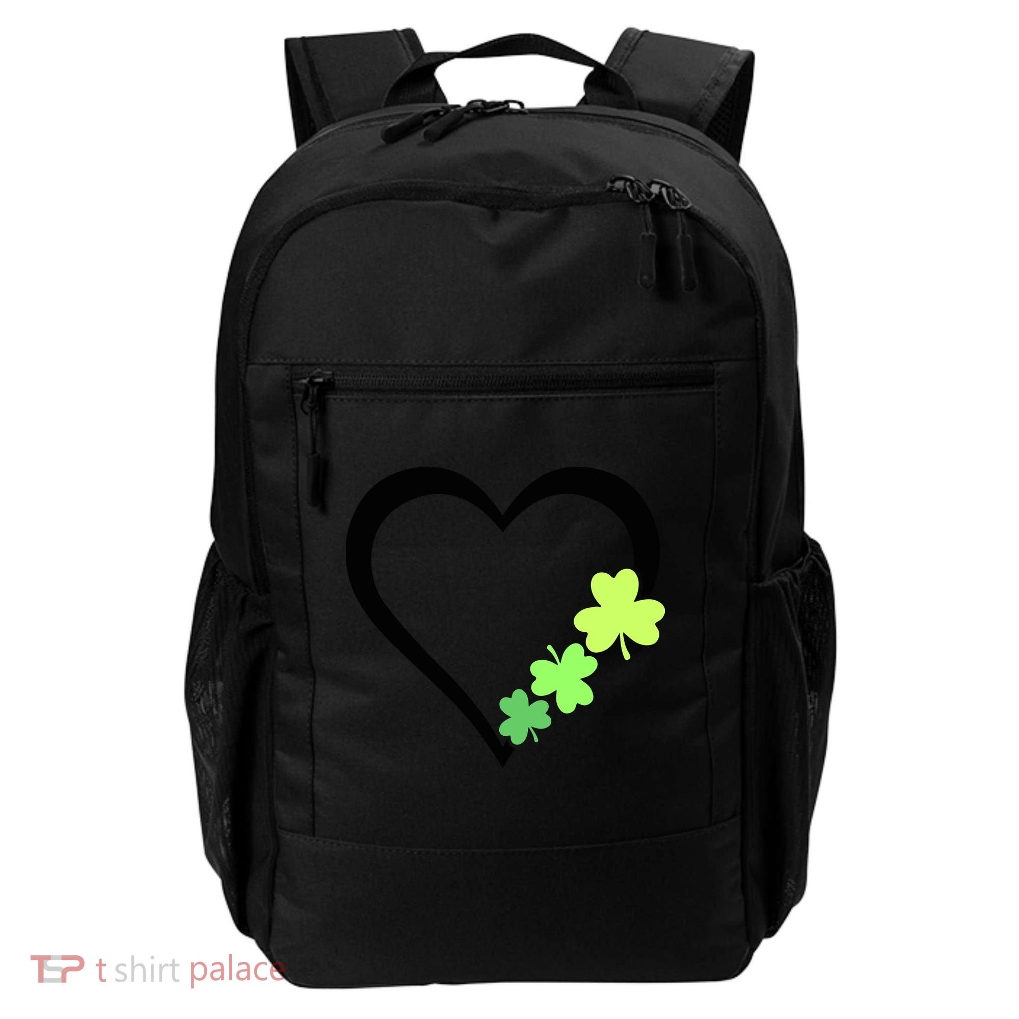 St Patricks Day, Funny St Patricks Day, St Patricks Day Heart Clover Backpack
