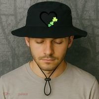 St Patricks Day, Funny St Patricks Day, St Patricks Day Heart Clover Bucket Hat thumb 2