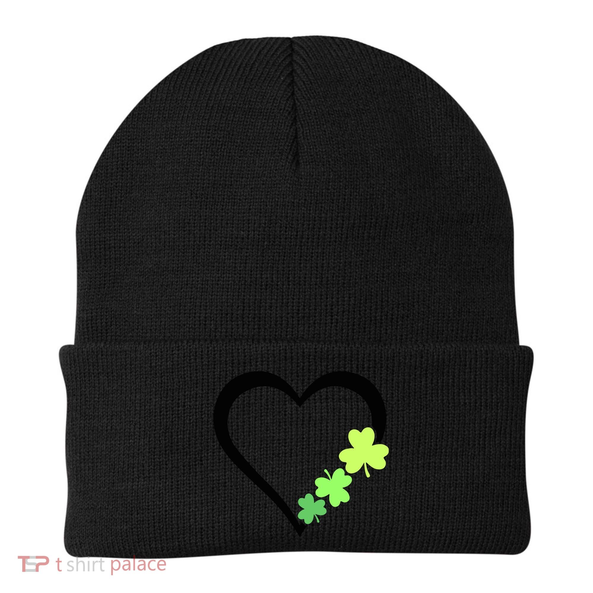 St Patricks Day, Funny St Patricks Day, St Patricks Day Heart Clover Beanie
