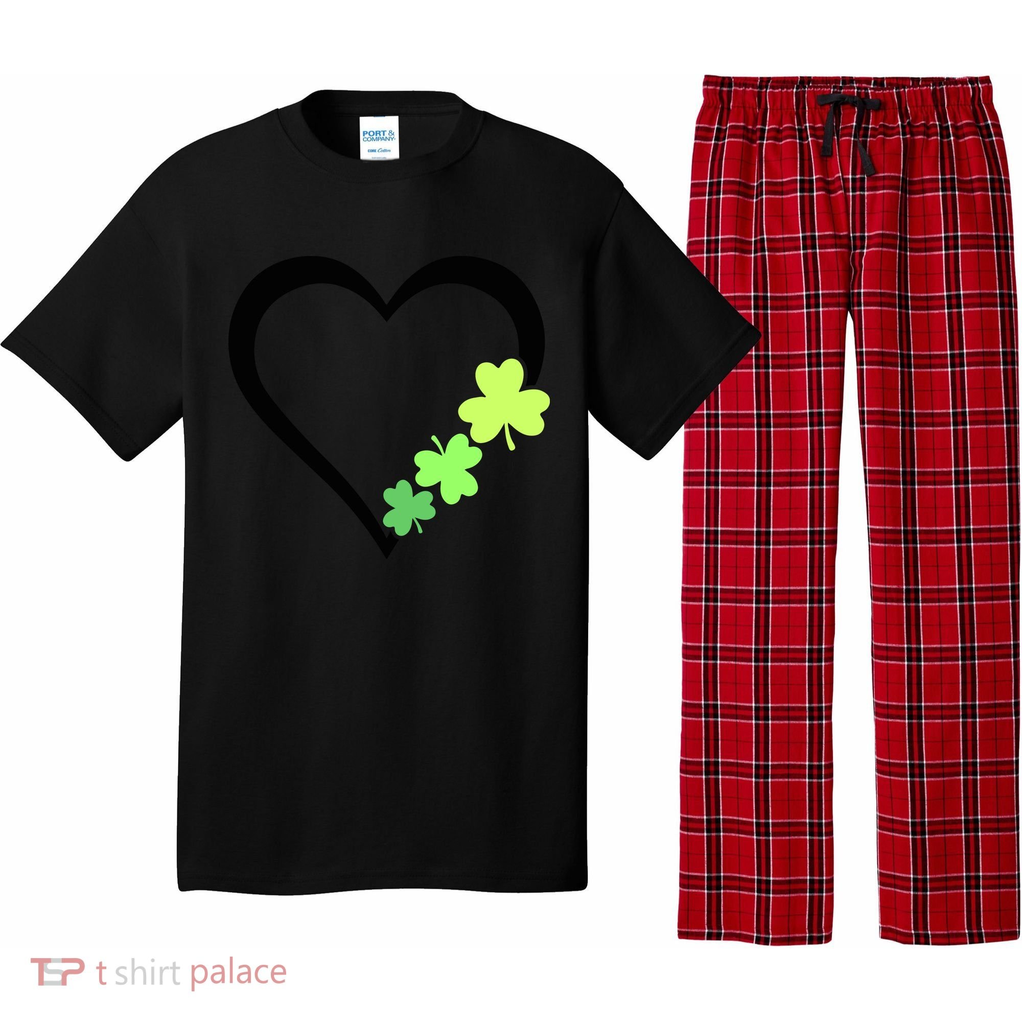 St Patricks Day, Funny St Patricks Day, St Patricks Day Heart Clover Pajama Set