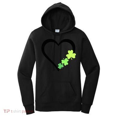 St Patricks Day, Funny St Patricks Day, St Patricks Day Heart Clover Women's Hoodie