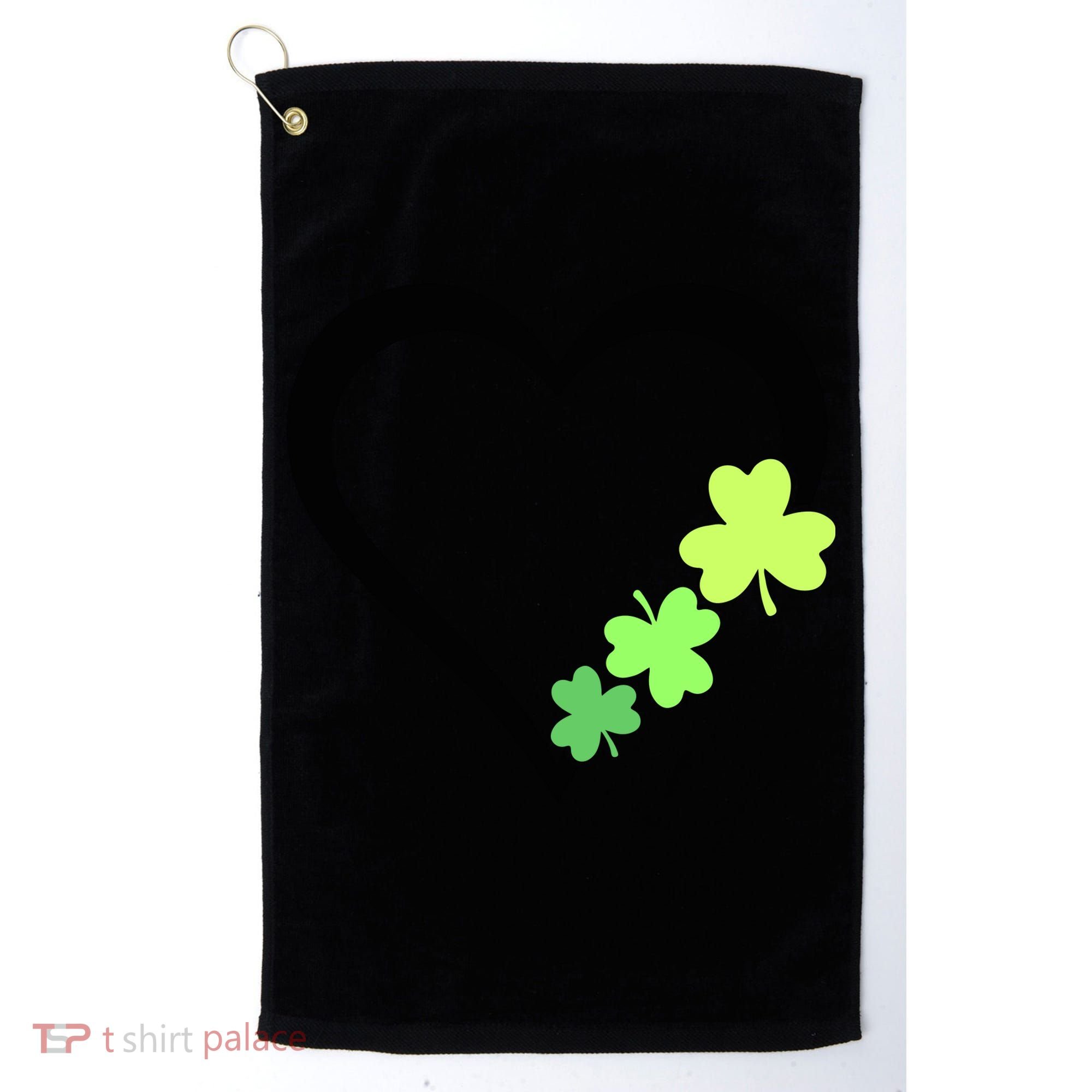St Patricks Day, Funny St Patricks Day, St Patricks Day Heart Clover Golf Towel