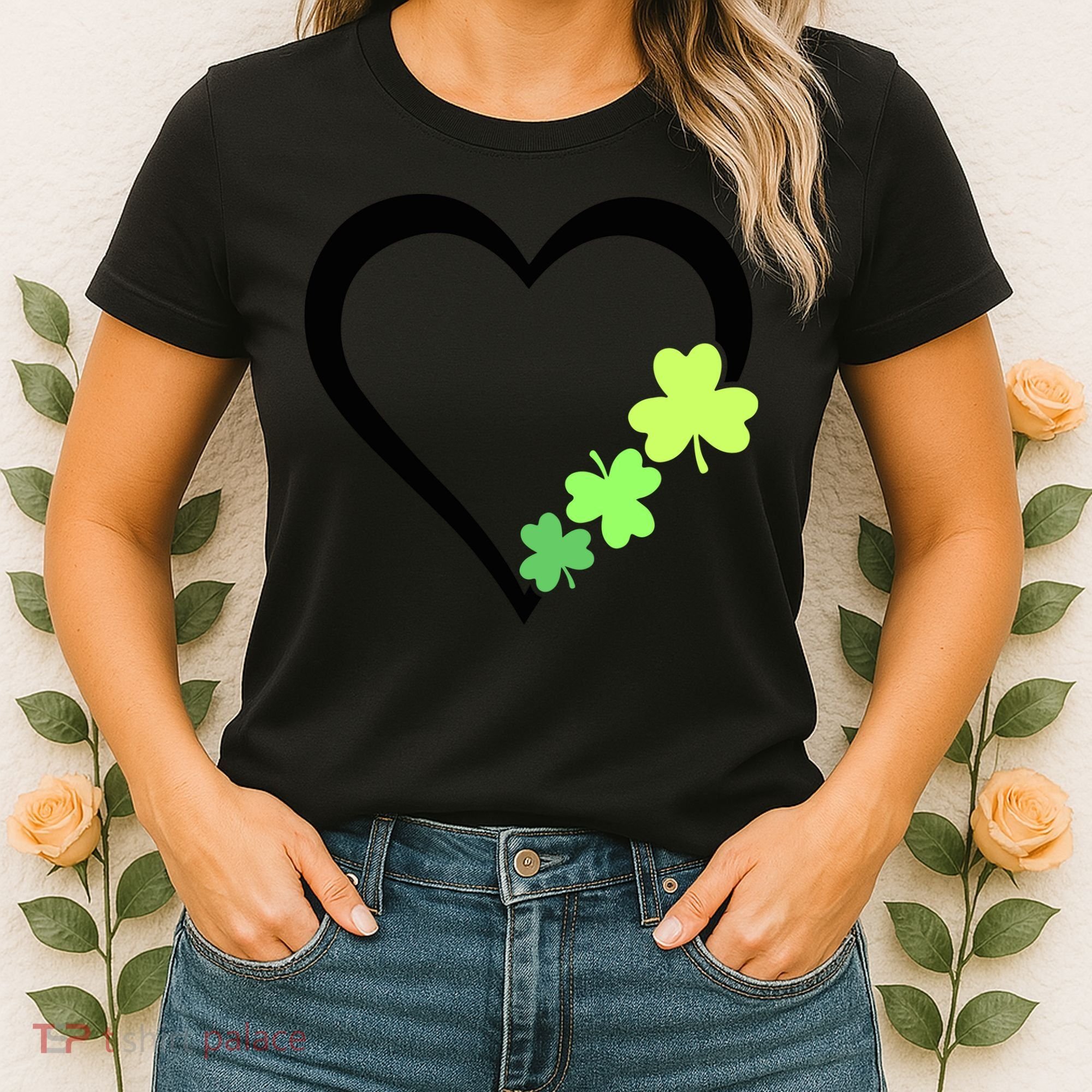 St Patricks Day, Funny St Patricks Day, St Patricks Day Heart Clover Women's T-Shirt