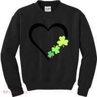 St Patricks Day, Funny St Patricks Day, St Patricks Day Heart Clover Kids Sweatshirt thumb 0