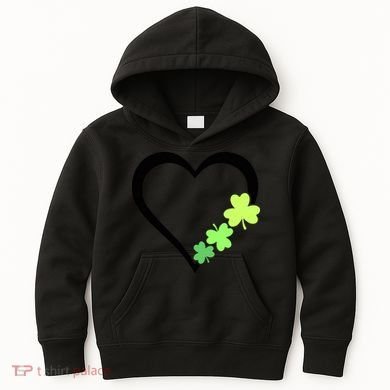 St Patricks Day, Funny St Patricks Day, St Patricks Day Heart Clover Kids Hoodie