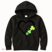 St Patricks Day, Funny St Patricks Day, St Patricks Day Heart Clover Kids Hoodie thumb 0
