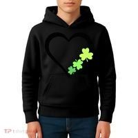 St Patricks Day, Funny St Patricks Day, St Patricks Day Heart Clover Kids Hoodie thumb 4