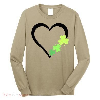 St Patricks Day, Funny St Patricks Day, St Patricks Day Heart Clover Long Sleeve Shirt
