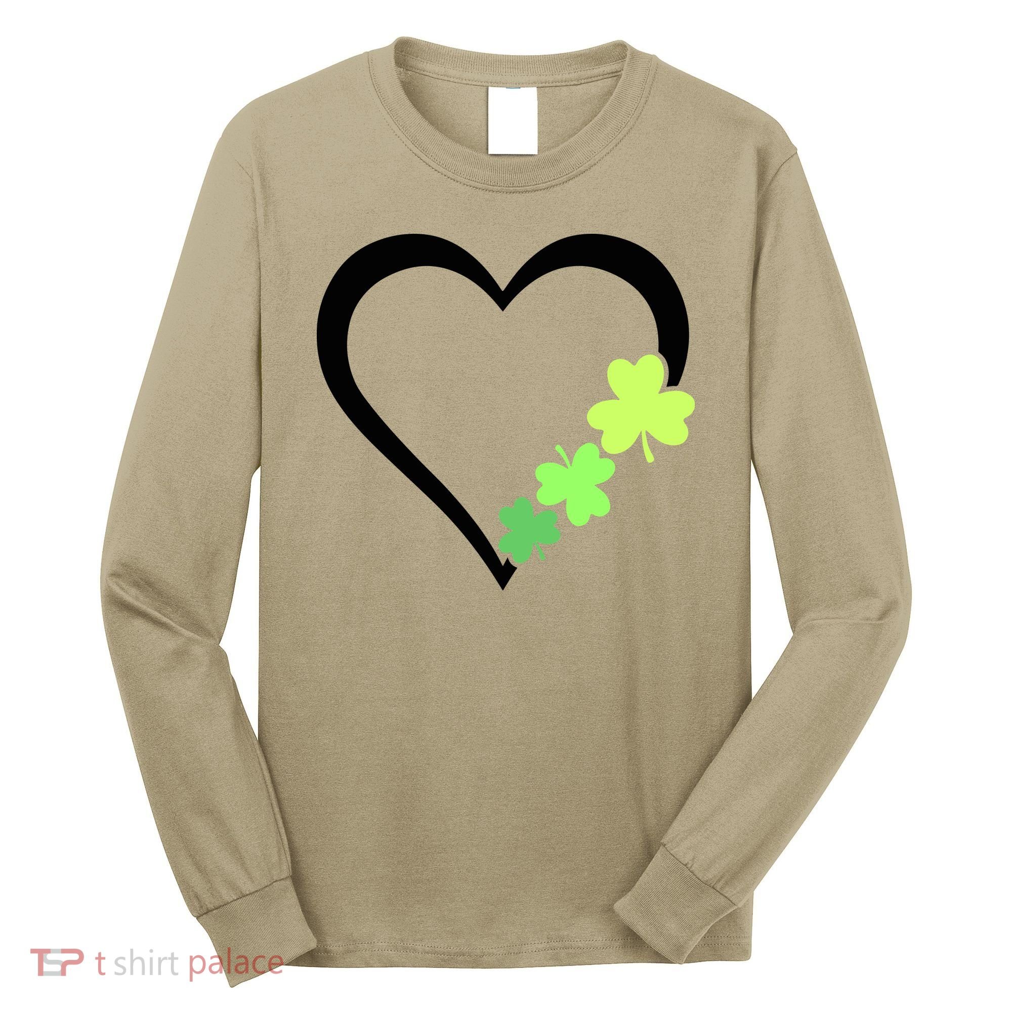 St Patricks Day, Funny St Patricks Day, St Patricks Day Heart Clover Long Sleeve Shirt