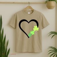 St Patricks Day, Funny St Patricks Day, St Patricks Day Heart Clover T-Shirt thumb 2