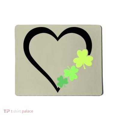St Patricks Day, Funny St Patricks Day, St Patricks Day Heart Clover Mousepad
