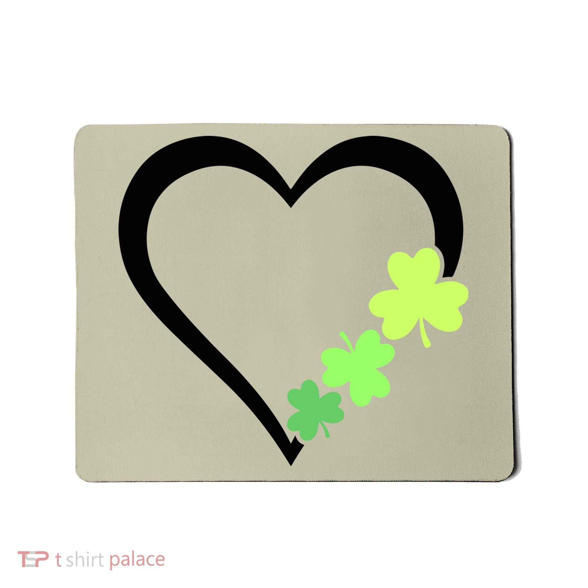 St Patricks Day, Funny St Patricks Day, St Patricks Day Heart Clover Mousepad