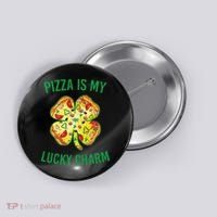 St Patrick's Day Is My Lucky Charm Pizza Shamrock Button thumb 0