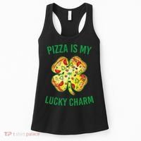 St Patrick's Day Is My Lucky Charm Pizza Shamrock Women's Tank Top thumb 0