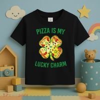 St Patrick's Day Is My Lucky Charm Pizza Shamrock Toddler T-Shirt thumb 3