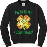 St Patrick's Day Is My Lucky Charm Pizza Shamrock Kids Sweatshirt thumb 0