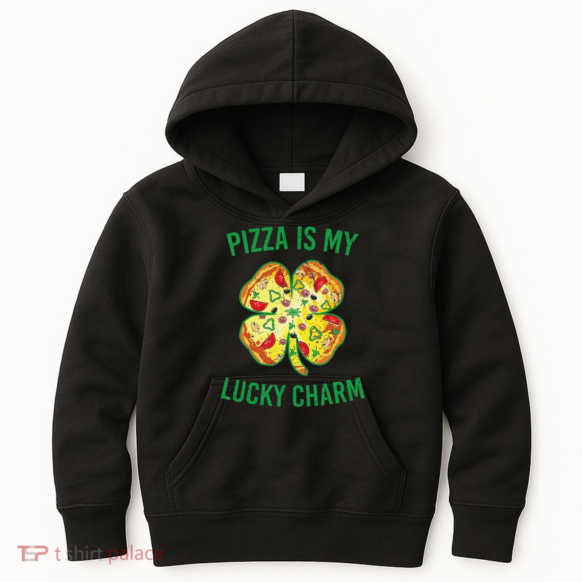 St Patrick's Day Is My Lucky Charm Pizza Shamrock Kids Hoodie