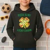 St Patrick's Day Is My Lucky Charm Pizza Shamrock Kids Hoodie thumb 2
