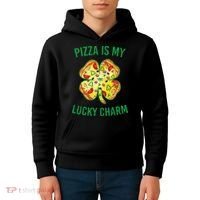 St Patrick's Day Is My Lucky Charm Pizza Shamrock Kids Hoodie thumb 4