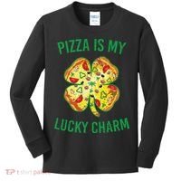 St Patrick's Day Is My Lucky Charm Pizza Shamrock Kids Long Sleeve Shirt thumb 0