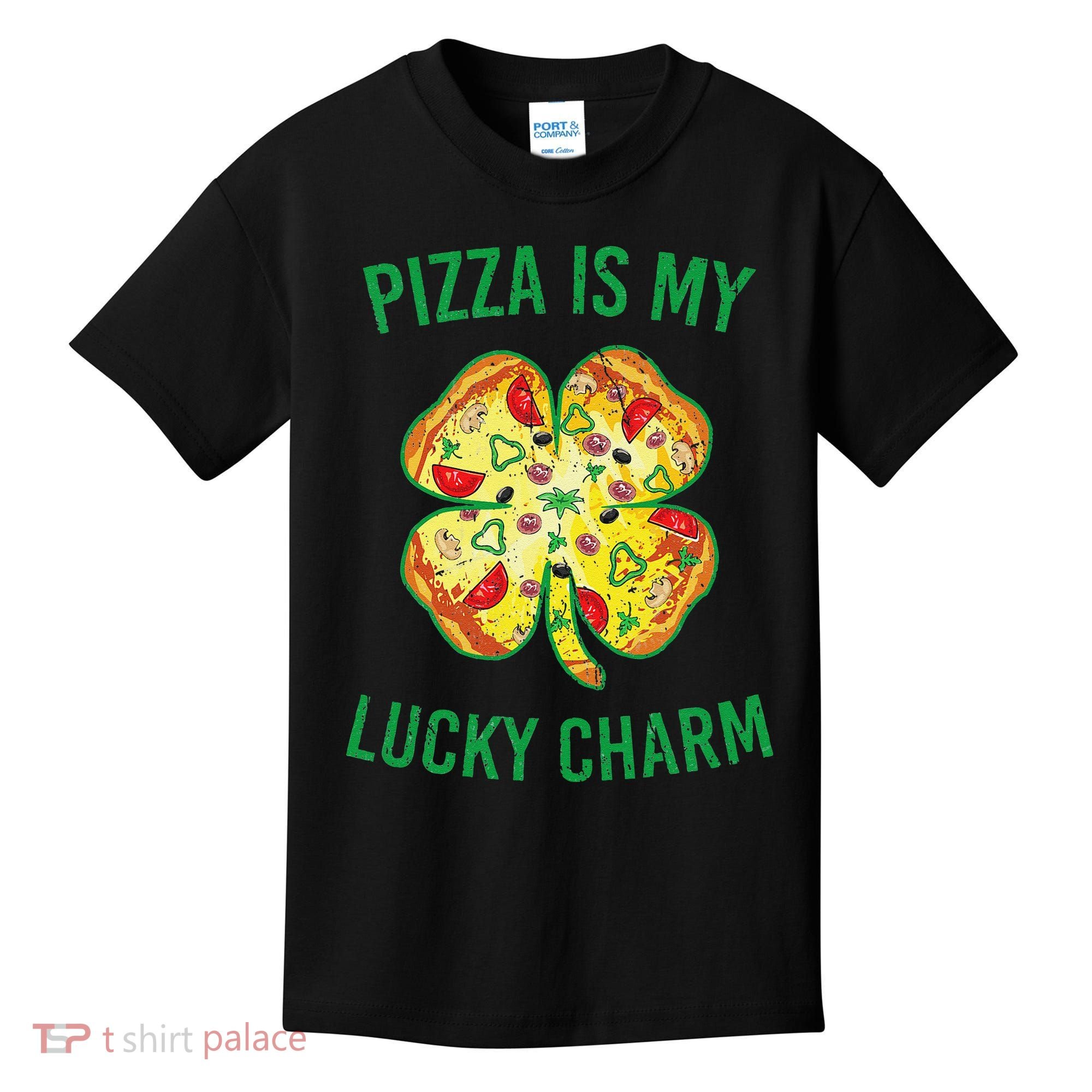 St Patrick's Day Is My Lucky Charm Pizza Shamrock Kids T-Shirt