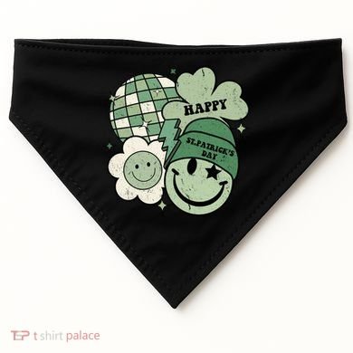 St Patricks Day Retro Smile Disco Party USA-Made Doggie Bandana